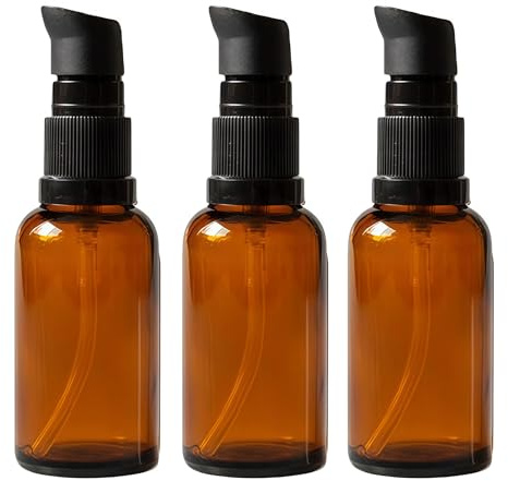 TUPANDY 3 x 100 ml Braunglasflaschen, leer, nachfüllbar, für Kosmetik, ätherische Öle, Toilettenartikel