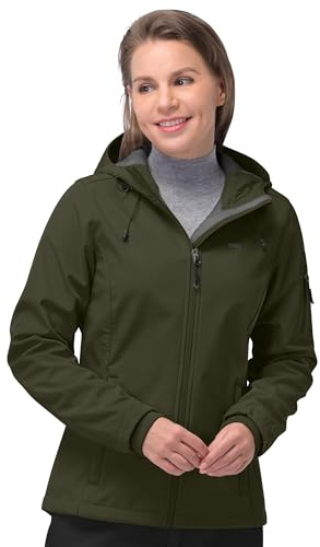 33,000ft Women's Waterproof Jacket, Ladies Lightweight Hooded Softshell Jacket Windproof Fleece Rain Jacket for Outdoor Hiking