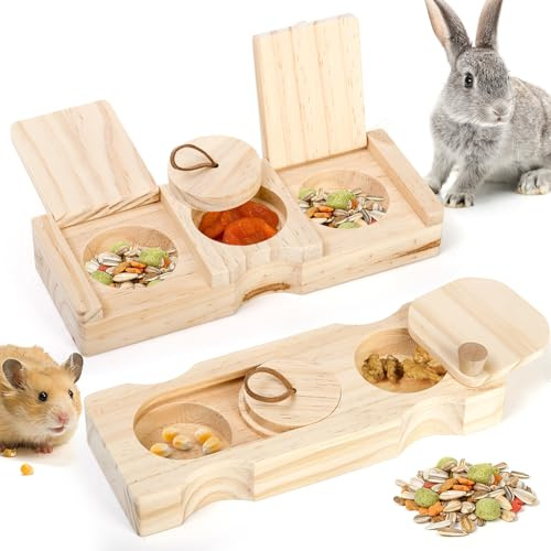 Hacaroa Meerschweinchen-Spielzeug für Futtersuche, Holzanreicherungsspielzeug, interaktives Versteck-Leckerlis, Kaninchen-Schnüffel-Puzzle-Spiel, mentale Stimulationsspielzeug für Kleintiere, Hamster,