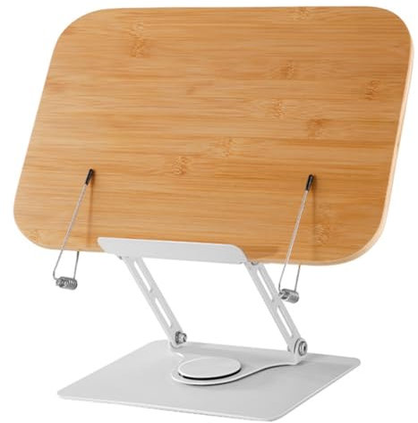 Sunmeit BuchstäNder zum Lesen - Verstellbarer Buchhalter mit Um 360° Drehbarer Basis und Faltbarem Desktop-StäNder für BüCher, Rezepte, Laptop