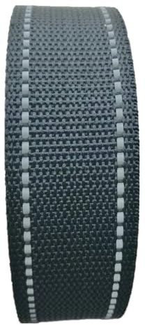 YunYunStrap Schwarz Gurtband 25mm 38mm reflektierendes Nylon-Gurtband für Tasche, Rucksack, Haustier, Hundehalsband, Geldbörse, Verschluss, Handtaschengriffe