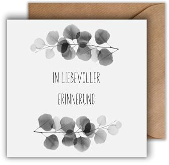 Trauer Karte mit Umschlag - einfühlsame Trauerkarte “In liebevoller Erinnerung” aufrichtige Kondolenzkarte besinnliche Beileidskarte Beileid Trauerfeier Beerdigung Anteilnahme (125 x 125 mm)