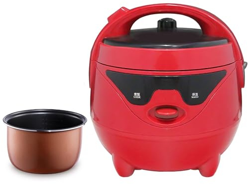 Vecchio stile Cuociriso Con Vaporiera, Fornello Ad Alta capacità Con Pentola Antiaderente Rimovibile, Elementi Essenziali for La Famiglia/Viaggio/Ufficio/Rosso(5L)
