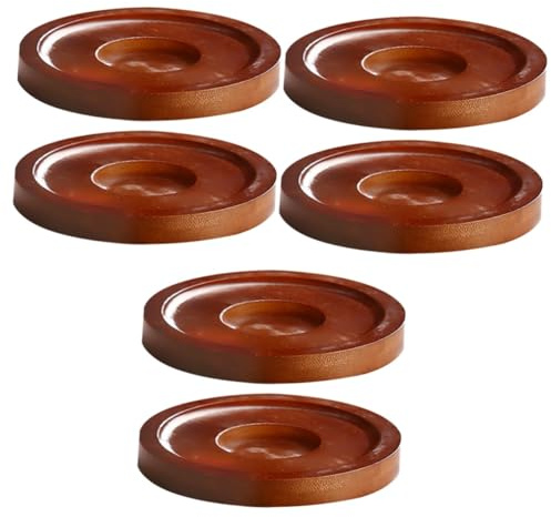 ABOOFAN 6 Pièces Dessous de Verre Rotatif Tapis Chauffants Dessous de Verre à vin Bar Verre à Whisky Tasses à vin Tapis de Tasse Ronds pour Verres à Whisky en Bois