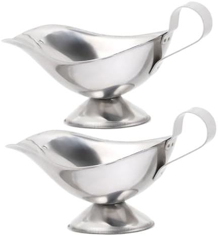 HOMOCONO 2pcs Stainless Steel Gravy Boat 5oz Metal Sauce Jug Handle for Serving Condiments and Dipping Sauces in Restaurant and Home
