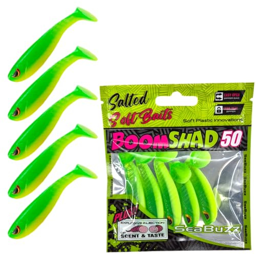 SEABUZZ Gummifische Angelköder Set 5 STK x 50mm - Gummiköder für Hecht