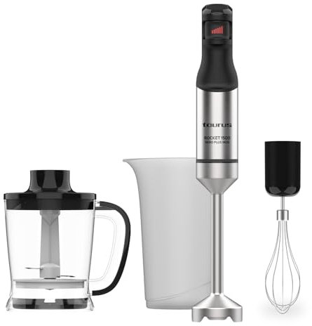 Taurus - Batidora Rocket 1500 Nero Inox | 1500W |regulador de potencia |diseño ergonómico |varilla y cuchillas de acero inoxidable |campana anti salpicaduras |apto lavavajillas