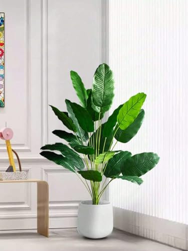 Plante de décoration artificielle de palmier arbre réaliste palmier tropical plantes artificielles bananier feuilles d'oiseau de paradis arbuste jungle verte extérieur intérieur maison (85 cm 9