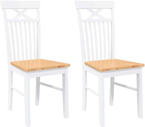 vidaXL Chaises à Manger 2 pcs Blanc Bois Massif Caoutchouc, Chaise à dîner, Chaise, Chaise de Salon, chaises à dîner, Chaise de Cuisine