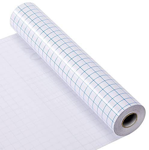 Tunejoy Papier Transfert Vinyle Transparent, 30cm x 15m Papier De Transfert De Vinyle Adhésif avec Grille D'alignement Bleue pour Portes, Fenêtre, Murs, Verre Surfaces, Décalcomanies
