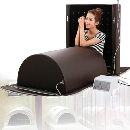Dôme De Sauna Professionnel Infrarouge Lointain Avec Oreiller Et Tapis Infrarouge,Capsule De Sauna Personnelle à Couverture Complète à 360 Degrés Avec Pierres Tourmaline Et Germanium,Brown