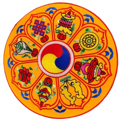 Yardwe Cojín para Cuenco Tibetano de Meditación Diseño Compacto y Tejido Ligero, Almohadilla Simple Bordado Delicado para Sostener Cuencos de Oración