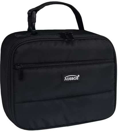 Aosbos Borsa Termica Porta Pranzo 5L | Borsa Frigo Isolante Portatile per Uomo e Donna | per Scuola, Ufficio, Palestra e Viaggio | Morbida e Leggera | Nero