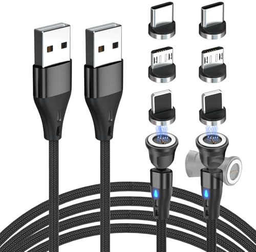 Girihe 2 PCS Magnetic Charger Cable, 3-In-1 Magnetic Charging Cable 360°& 180° Rotatable Usb C Magneticc Charger Cablee, Magneticc Charging for 1 phone/S am/S ung/Micro Usb Devices