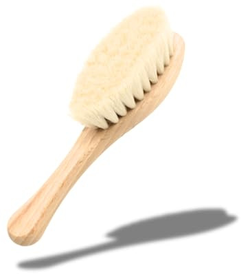 DOJA Barcelona Holzbürste für BabymassageBaby Haarbuerste - Effektivität in der Haarpflege mit extrem weichen Borsten und einfacher Handhabung - Optimiert als Baby Bürste für sanfte Kopfpflege
