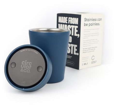 Circular&Co 8oz / 227ml Stainless Steel Travel Mug – Reusable Thermal Coffee Cup – Leakproof, Insulated & Barista Friendly Eco Mug for Everyday Use - Midnight Blue