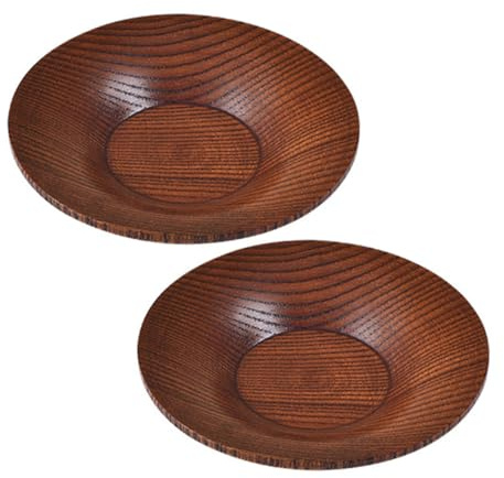 VERDANVERSE Wooden Round Snack Bowls Small Appetizer Dipping Plates 10.5cm Food-Grade Wood Mini Serving Tray for BBQ Salad Sauce 2pcs Set