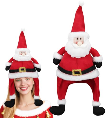 Weihnachtsmütze, Weihnachtsmützen Erwachsene, Nikolausmütze, Weihnachtsmann Mütze, Weihnachtsmütze Lange Beine, Nikolausmützen, Weihnachtshut, Weihnachtsmannmütze Damen Herren für Weihnachtsparty