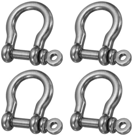 sourcing map Grillo a vite, 10 mm, in lega di zinco, anello a D, tipo U, giunto a vite per portachiavi, portachiavi, bracciale, pelle, fai da te, confezione da 4, argento chiaro