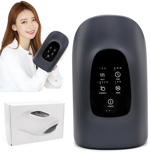 Appareil de Massage Électrique Sans Fil pour les Mains, Appareil de Massage pour les Paumes Et les Doigts avec Chaleur Et Compression, Rechargeable, 3 Réglages de Chaleur, 5 Niveaux D'intensité pour