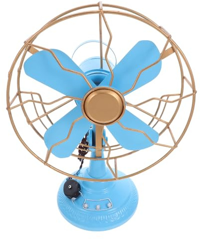 Cabilock Vintage Iron Art Desk Fan Model Retro Tabletop Ornament Metal Fan Sculpture for Home Bedroom Bar Decoration