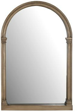 Azalea Park 36 Inch Traditional Arched Solid Wood Brown Decorative Wall Mirror Classic Architectural Design Easy to Hang for Entryway Living Room Bedroom