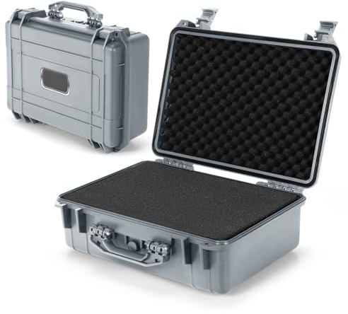 COSTWAY Portable Waterproof Hard Case, Compact Camera Case with Customizable Fit Foam, Dustproof Protective Tool Box for Electronics, Drones, Camera and Lens (Grey, 22 Inch, 56x44x22cm)