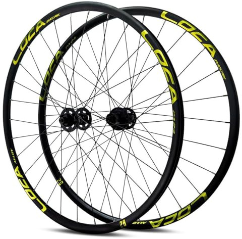 MTB Cykelhjulset 26/27,5/29 Tum, Quick Release Fram Bakhjulssats 100/135 Mm 28 Hål, Aluminiumlegering Skivbroms För För 8 9 10 11 12Hastighet Hjulset(Yellow,27.5inch)