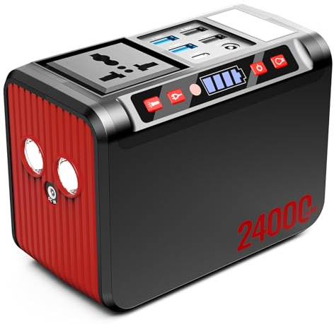 Estación de alimentación de 80 W de 88,8 Wh con enchufe de 220 V, puertos USB, conectores de corriente continua, fuente de alimentación LED para camping, viajes al aire libre