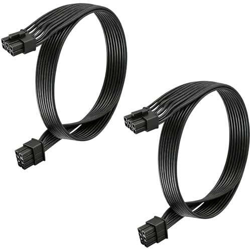 2er Set 8-poliges GPU Stromkabel 60 cm ATX auf PCIe Kabel 8 Pin 6+2 Netzteil, 18AWG flaches modulares Stromkabel kompatibel für Corsair, Thermaltake, PCI Express Kabel GPU Stromkabel PCIe Kabel 8pin