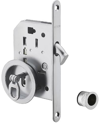 Serratura per Porta Scorrevole – Cromo Satinato 332KT con Chiave – Frontale 160x16 mm – Cassa 100x67x12 mm – Entrata 50 mm – Quadro 8x8 mm
