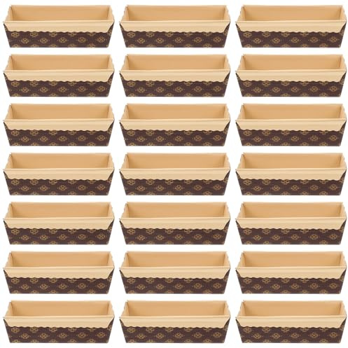 SHERCHPRY 25 Moules à Gâteaux Jetables Rectangulaires en Papier Sulfurisé Épais Résistants Haute Température Couleur Café pour Pâtisserie, Cuisson et Mini-cake, Accessoires la Cuisine