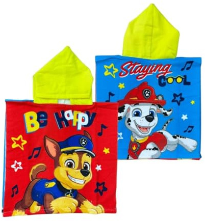 PICOBOX Poncho Toalla Niño Patrulla Canina con Capucha de Microfibra 50x50cm, Toalla Playa Infantil de Secado Rápido para Piscina y Baño, Albornoz Suave Tipo Capa Absorbente para Niños y Niñas