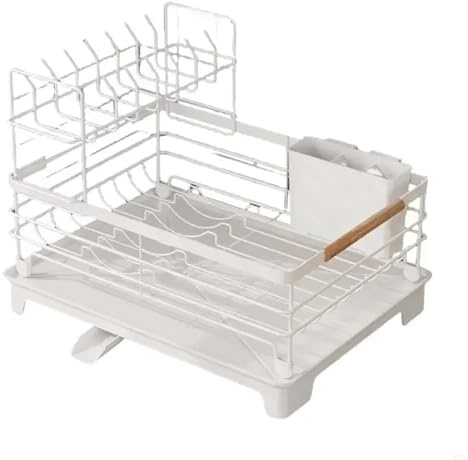 égouttoir à vaisselle, Égouttoir à vaisselle de cuisine, organisateur d'assiettes, égouttoir, rangement couverts, coffres multicolores(White)
