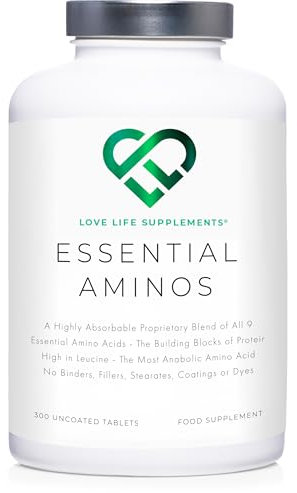 Essential Amino Acids - All 9 EAA Amino Acids with All 3 BCAA's Plus 6 More EAAs to Build and Repair Muscle | 300 Tablets / 60 Servings | 5-10g per Serving | High in Leucine and Vegan Friendly