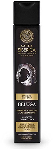 Natura Siberica Men Shampoo-Activator Beluga - Shampoo gegen Haarausfall für Männer - Stärkt & fördert Haarwachstum - Mit sibirischem Kaviar, Hopfen & Taurin - 250 ml