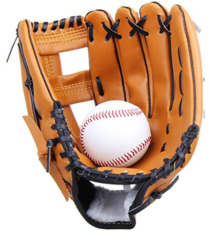 Yiiquan Unisex Children Adjustable Baseball Softball Gloves Youth Adult Outfield Baseball Glove Professional (Brown, Asia S)