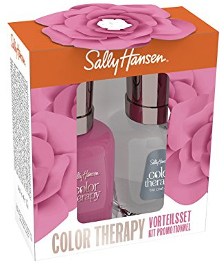 Sally Hansen Vorteilsset Color Therapy Nagellack + Top Coat, Farbe 270 Mauve Mantra, 154 ml
