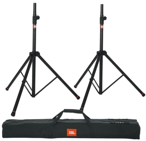 JBL Bags Standard-Lautsprecherständer-Set mit Einstellbarer Höhe und Stange mit Zwei Durchmessern; enthält (2) Lautsprecherständer und Tragetasche (JBLSPKSTMASET), schwarz