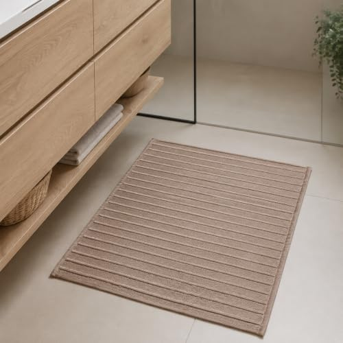 parah - Tapis de Bain Jacquard 50 x 80 cm | 100% Coton, 800 g/m² | Extra Doux, Absorbant et antidérapant (Taupe