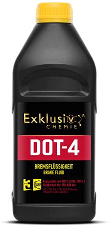 Exklusiv Chemie® Liquide de frein DOT-4 | Pour les systèmes de freinage avec ABS,TCS et ESP/DSC | Liquide de frein de qualité de marque | Performance de freinage optimisée | 1000ml