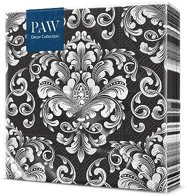 PAW - Servilletas Papel 3 Capas (33 x 33 cm) I 20 Unidades I Servilletas con Diseño de Clásica I Servilletas Papel Decoradas para Comunión, Bautizo, Decoupage, Fiesta I Color: Beautiful Moments black