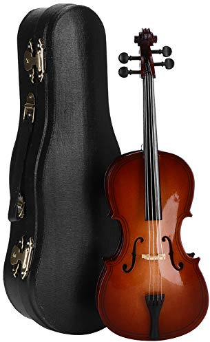 Mini Cello Model Ornament, Miniature Cello with Case Desk Display Bass Musical Instrument Wooden Decoration Delicate Gift Home Decor Ornaments Collectable Gift