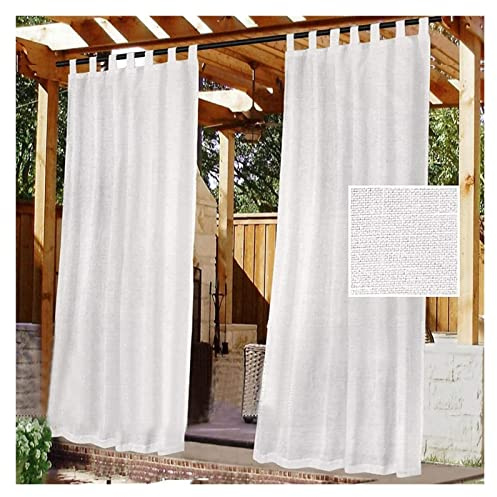ZGSYH Tende Trasparenti in Lino per Esterni per Patio - Tende da Gazebo Impermeabili da Appendere, Tende da Esterno semitrasparenti a Prova di Raggi UV per finestre da Balcone, Set di 2 (Colore : WHI