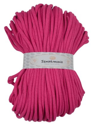 Filo di cotone intrecciato da 9 mm, 50 m, disponibile in diversi colori, filato di cotone intrecciato da 9 mm con anima, cordoncino per macramè, uncinetto da 9 mm, per borsa all'uncinetto (fucsia)