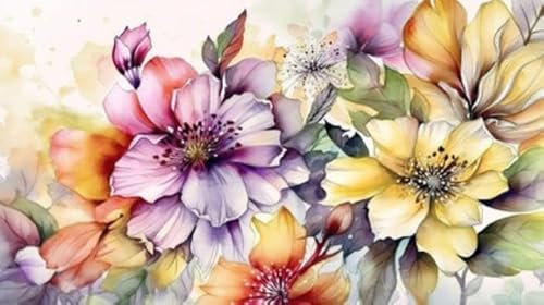 adrium Acryl-Bild 70 x 40 cm: Aquarellillustration von Blumen. Generative KI (208529010)