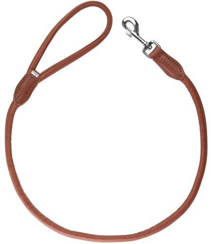 HUNTER Round/Soft Canadian UP Hundeführleine | Rindsleder, mit Handschlaufe, rundgelegt, Made in Germany, Farbe: Cognac, Größe: 10/100