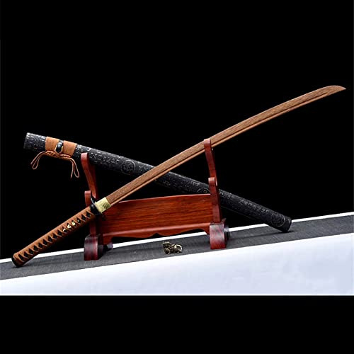 TIAYKO Handgjort samurajsvärd med skida, blad av naturlig rosenträ, traditionell tillverkningsprocess, träkatana för cosplay, samling, Kendo, Iaido, presenter