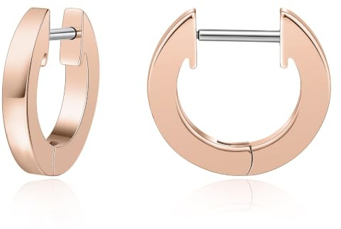 Limerencia Titan Creolen, 10 mm Hypoallergene Nickelfreie G23 Medizinische Creolen Ohrringe für Damen (Roségold)