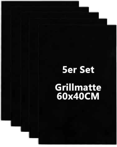 LDXDRU Set di 5 tappetini per barbecue a gas, 60 x 40 cm, antiaderenti, in teflon, griglia a gas, pellicola da forno, riutilizzabili per barbecue a carbonella, forno